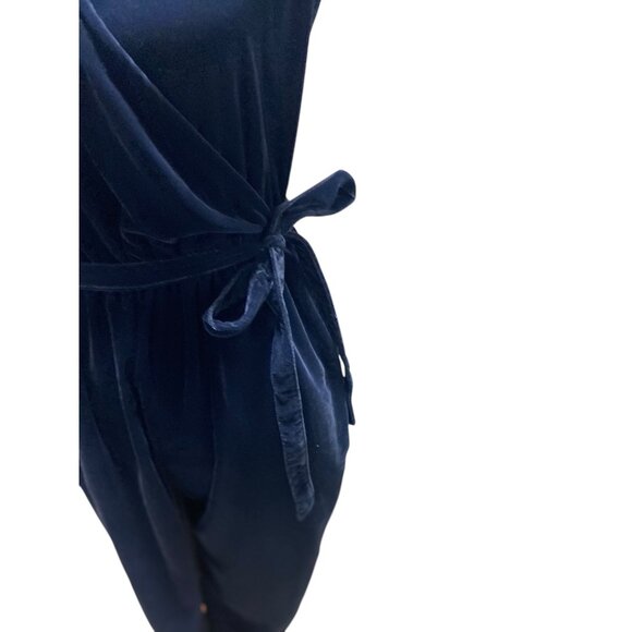 Gap Velvet Jumpsuit Midnight Navy Blue Size M Holiday - Picture 9 of 16